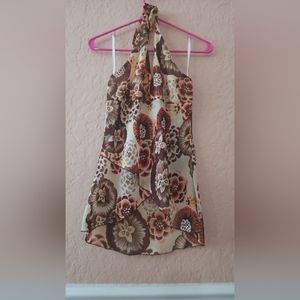 BCX floral  tunic halter top Junior size Medium